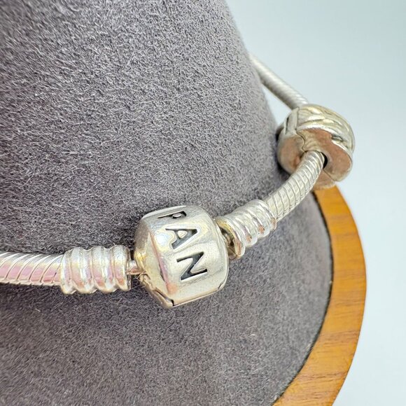 VTG Pandora Sterling Silver 925 Charm Bracelet Happy Birthday Charm Scroll Charm - Picture 9 of 16